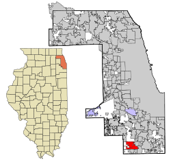 Cook County Illinois incorporated and unincorporated areas Matteson highlighted